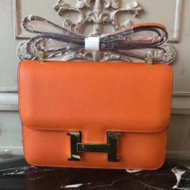 Hermes Orange Constance MM 24cm Epsom Leather Bags